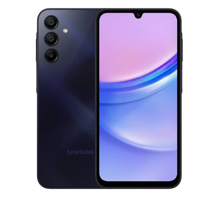 Samsung Galaxy A15 Dual SIM 4GB Ram+128GB ROM (6.5 Inches) (4G LTE) - Blue Black Samsung Galaxy A15 Dual SIM 8GB Ram+256GGB 							Super Vivid and Bright Display: The Galaxy A15 6.5-inch Super AMOLED display boasts vibrant clarity even in direct sunlight with Vision Booster, with up to 800 nits for brightness
Create your shot with multi-cameras: For landscapes and close-ups, 50MP for serious photography for high resolution images, 13MP Front camera for profile-worthy selfies, with an astonishing 90Hz refresh rate and a low blue light display for eye comfort
Get it done with Boosted Performance: with an octa-core processor for powerful performance, spacious memory and storage options keep your data and contents ready at hand
Battery Power up with Super Fast Charging: Stay up and running with a 5000mAh (typical) battery that rechaarges with super fast charging to get you back out on the road
Balanced simplicity: The Galaxy A15 designed to fulfill its refined aesthetics through an intuitive frame, glossy backcover and tidy camera layout			